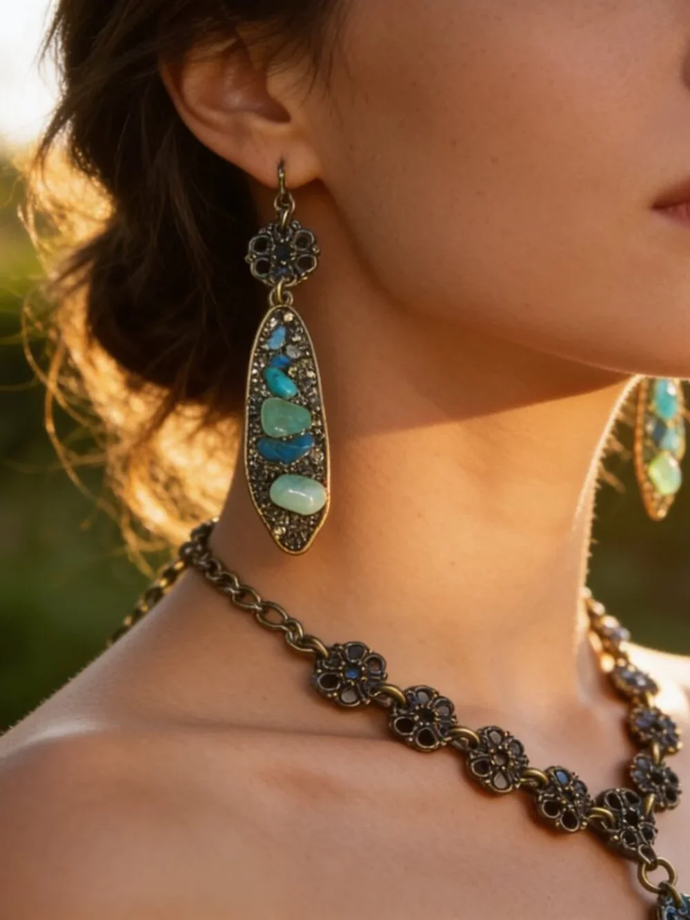 Turquoise and Pyrite Necklace